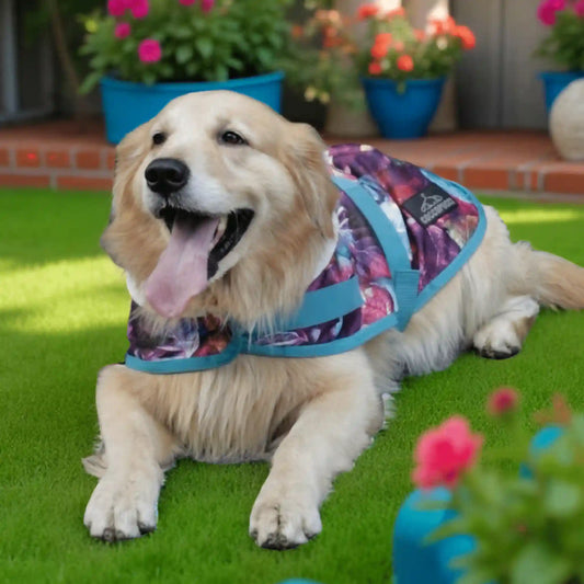 Coccopucci Pink turqoise Leaf Print Dog Jacket - COCCOPUCCI