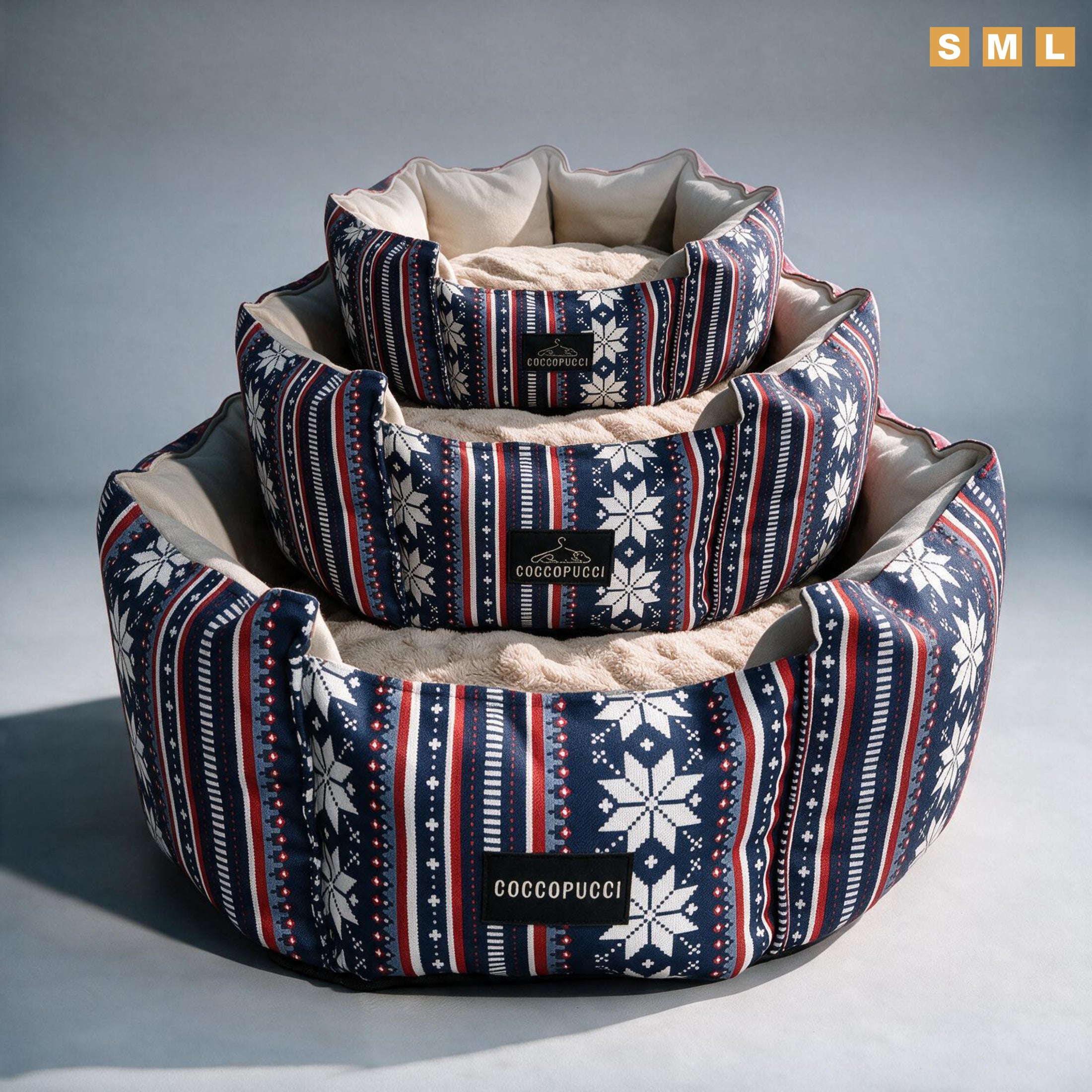Coccopucci Snow-fall Print Crown Dog Bed