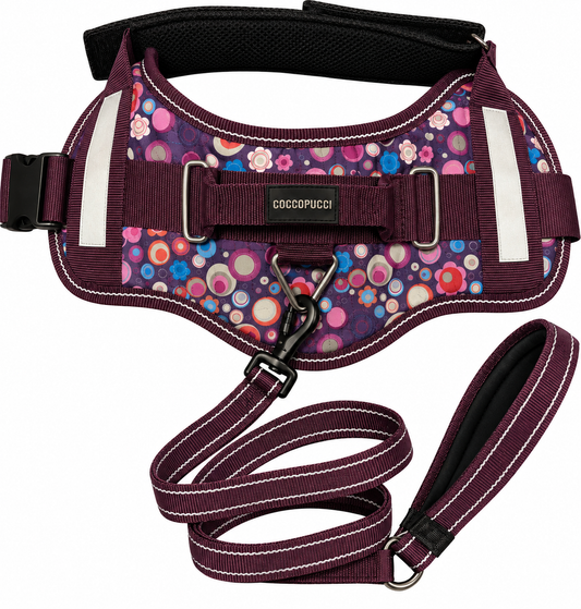 Purple Floral ComfSecure Harness & Leash Set
