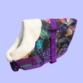 Load image into Gallery viewer, Coccopucci Purple Leaf Print Dog Jacket
