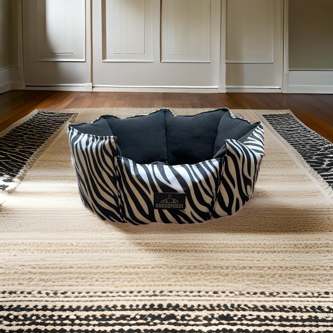 Coccopucci Monochrome Print Crown Dog Bed