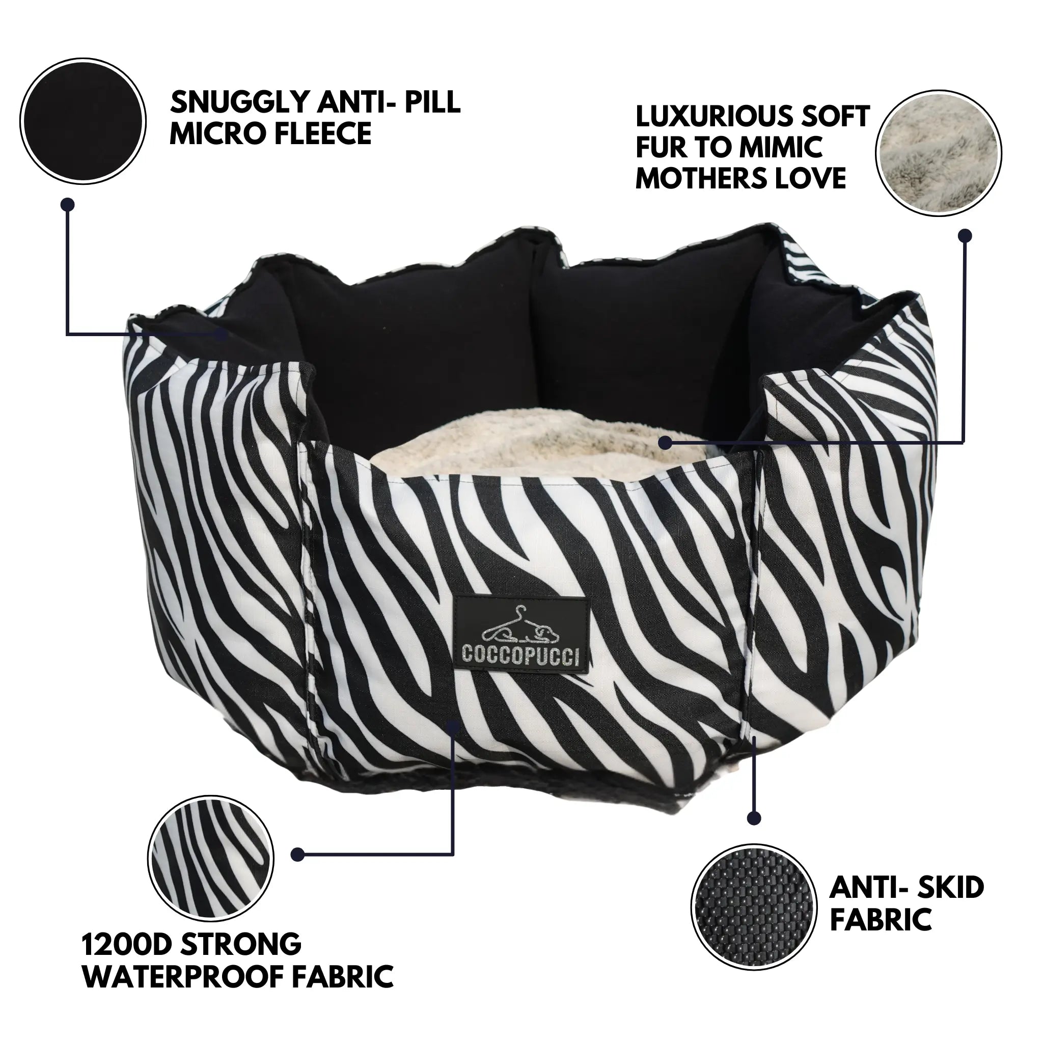 Coccopucci Monochrome Crown Dog Bed